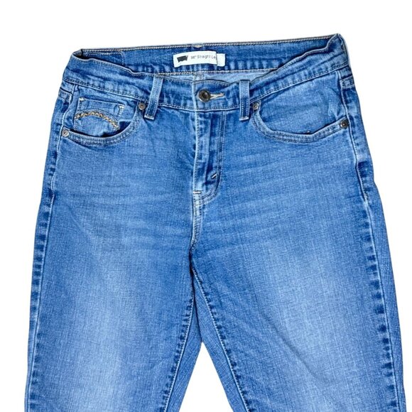 Levi's 505 Embroidered Straight Leg Jeans W27 L32 Blue Denim Stretch Levis - Picture 4 of 6